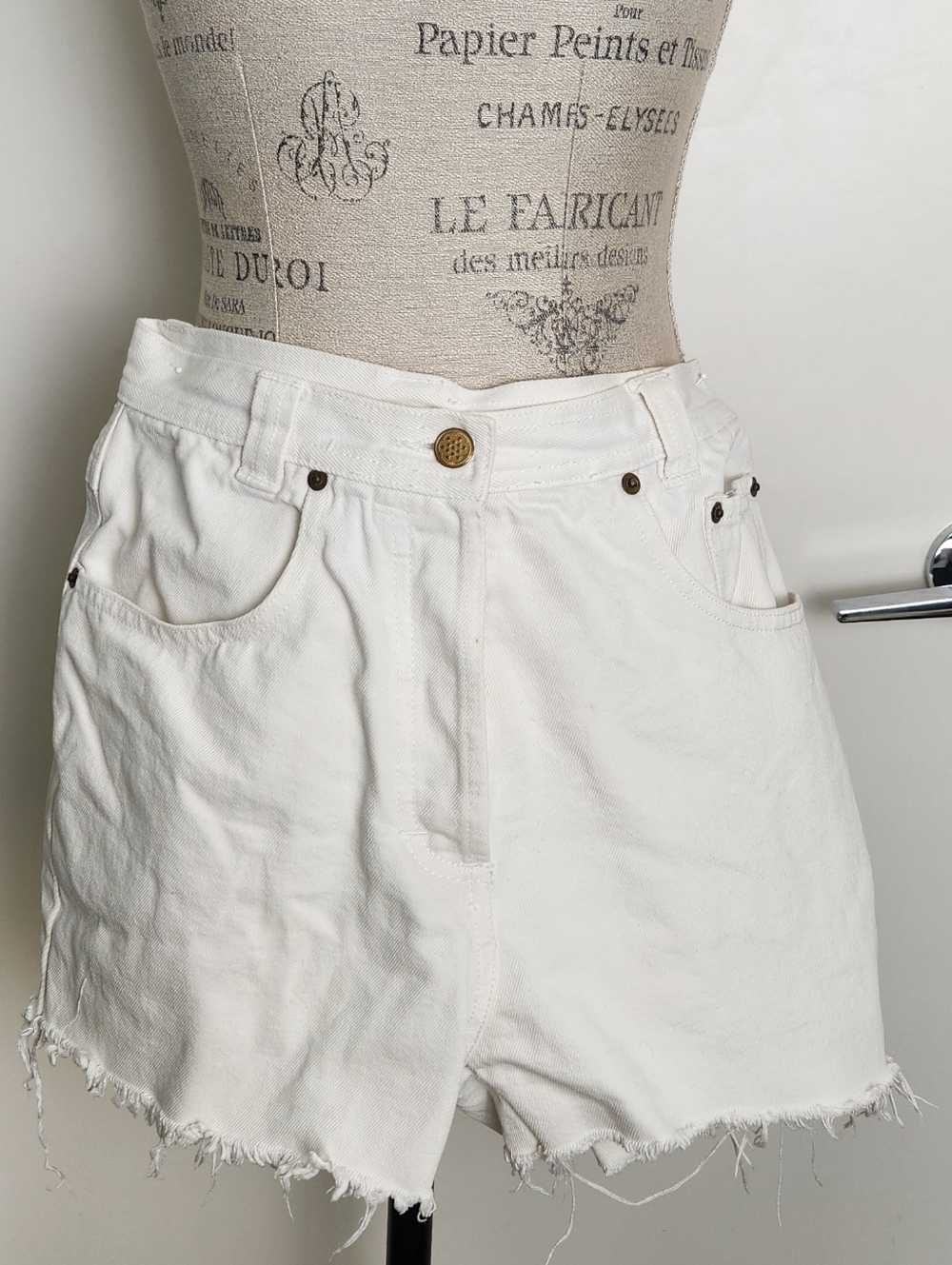 White High Waist Denim Cutoff Shorts
